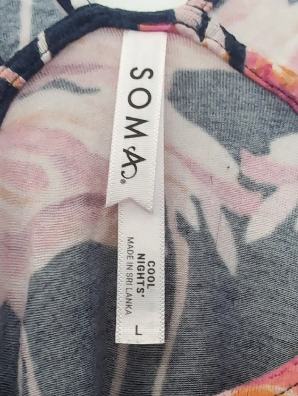 Soma L Navy Nightie with Pink Flamingo Print